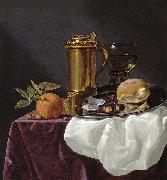 simon luttichuys Bread and an Orange resting on a Draped Ledge oil painting reproduction